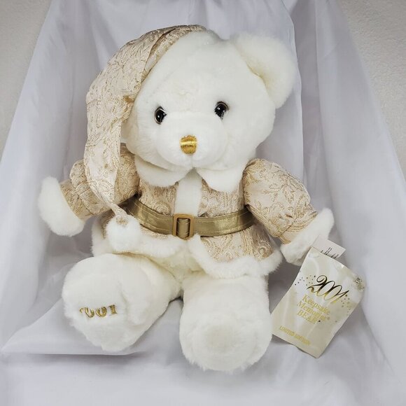 2001 Keepsake Memories Bear White with Gold Outfit Limited Edition 18" Tall NOS - Picture 9 of 11